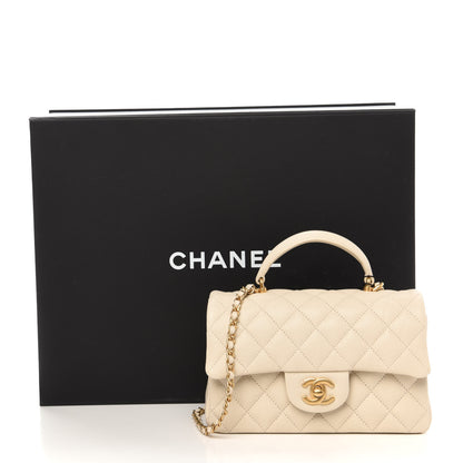 Chanel Caviar Quilted Mini Top Handle Rectangular Flap Beige 11 of 11