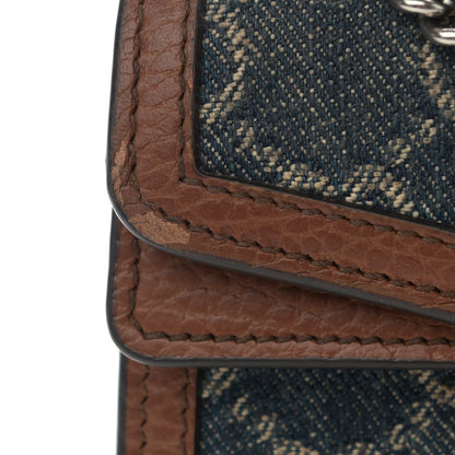 Gucci New Denim GG Monogram Dollar Calfskin Enamel Super Mini Dionysus Shoulder Bag Blue Tea Cuir Epilog Electric Blue 10 of 10