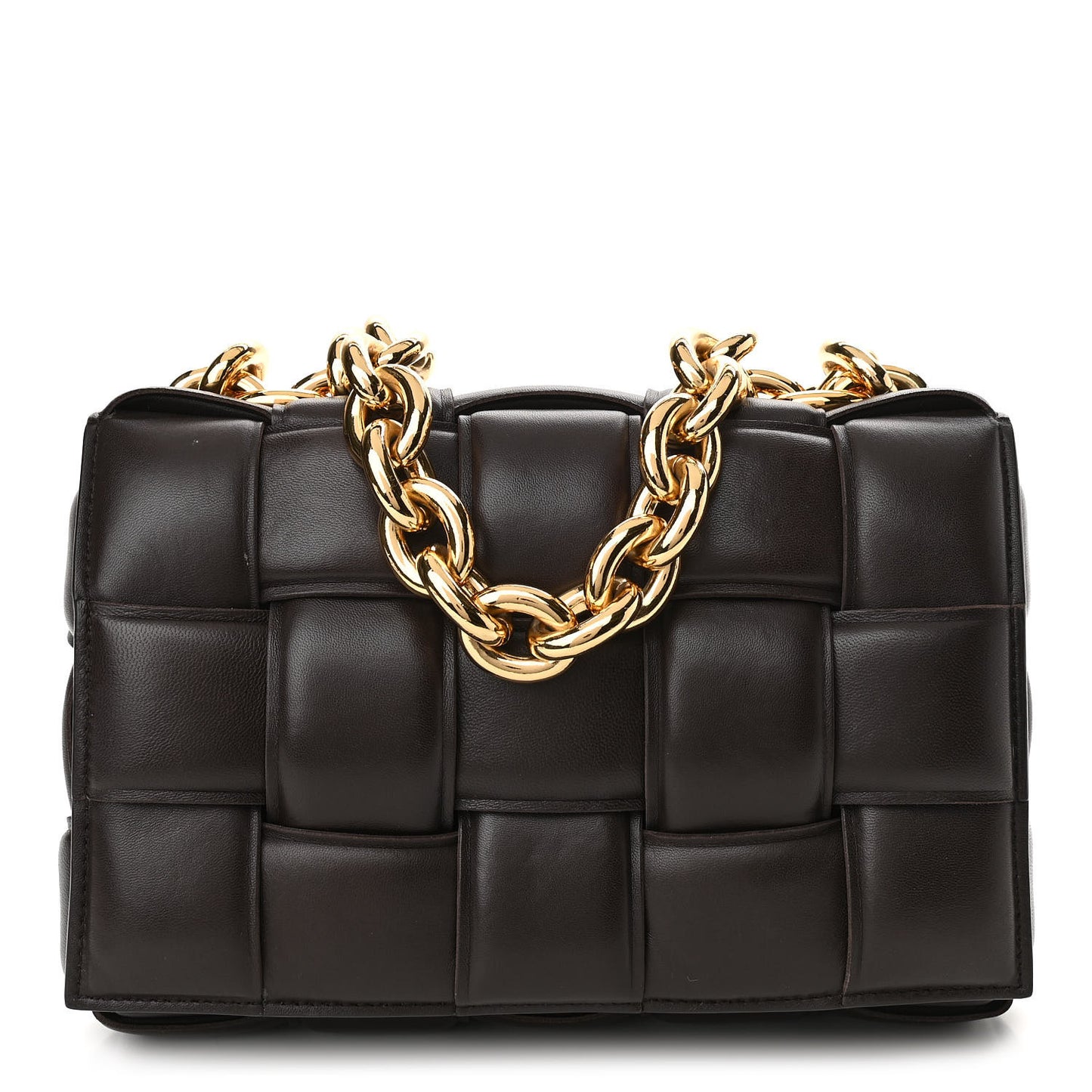 Lambskin Maxi Intreccio Padded Chain Cassette Crossbody Bag Black