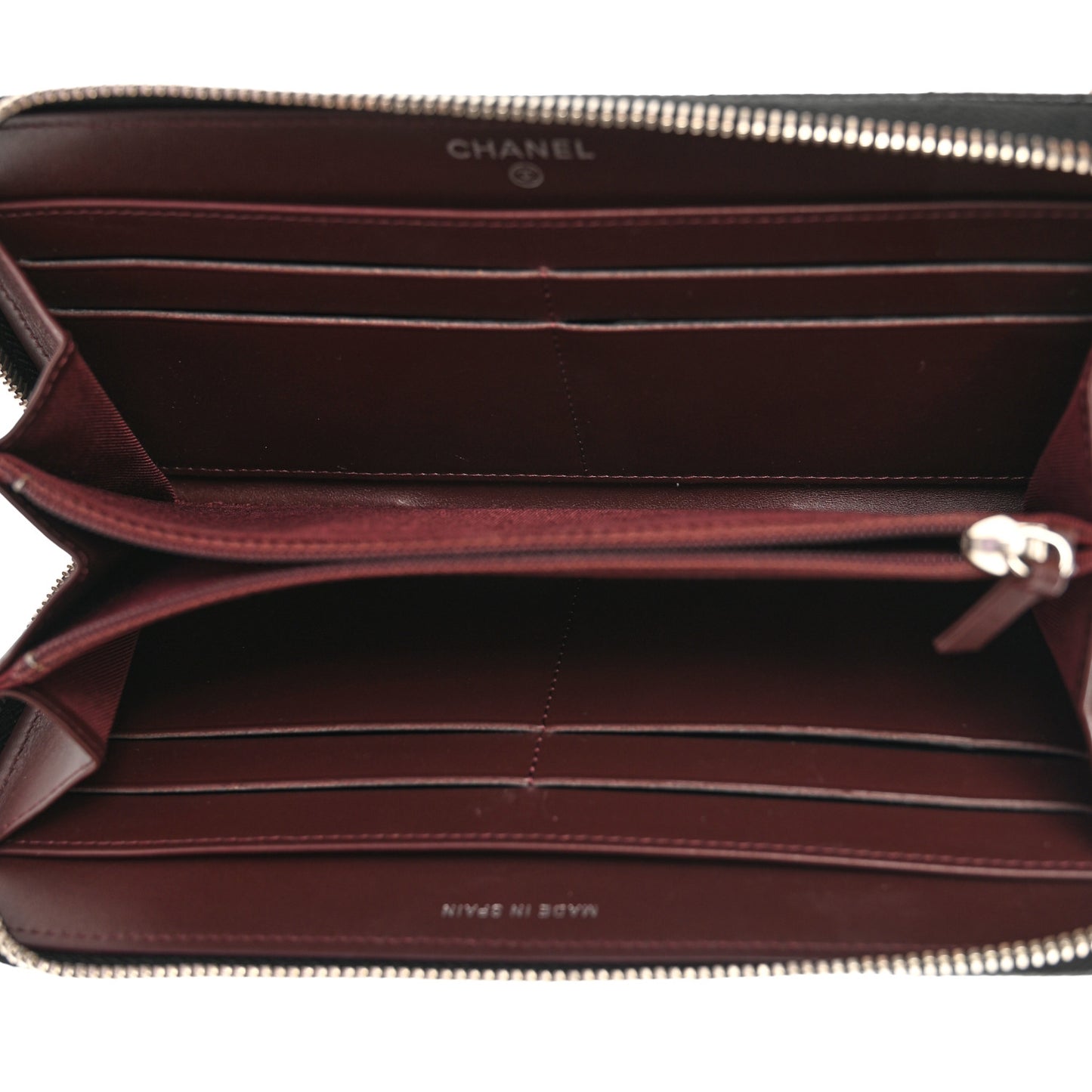 Caviar Quilted Large Gusset Zip Around Wallet Black