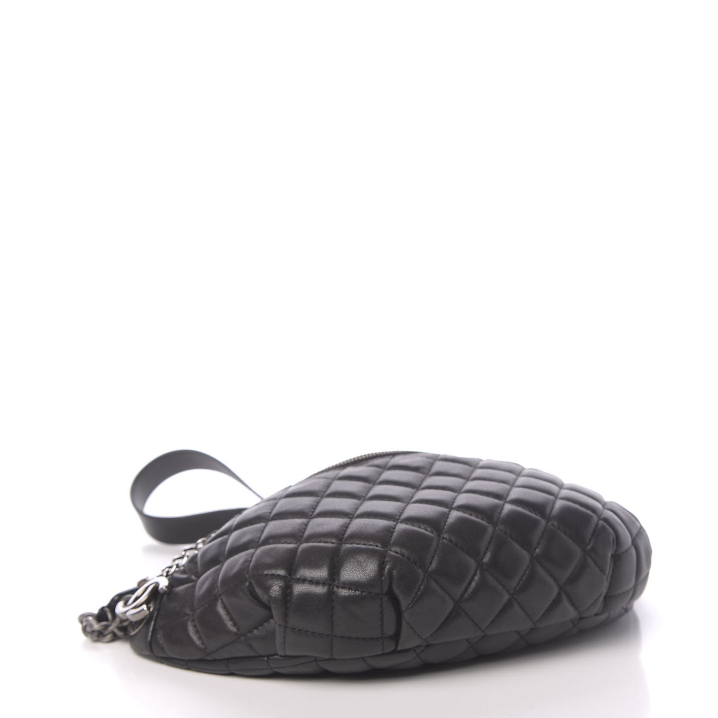Lambskin Quilted Banane Waist Bag Fanny Pack Black