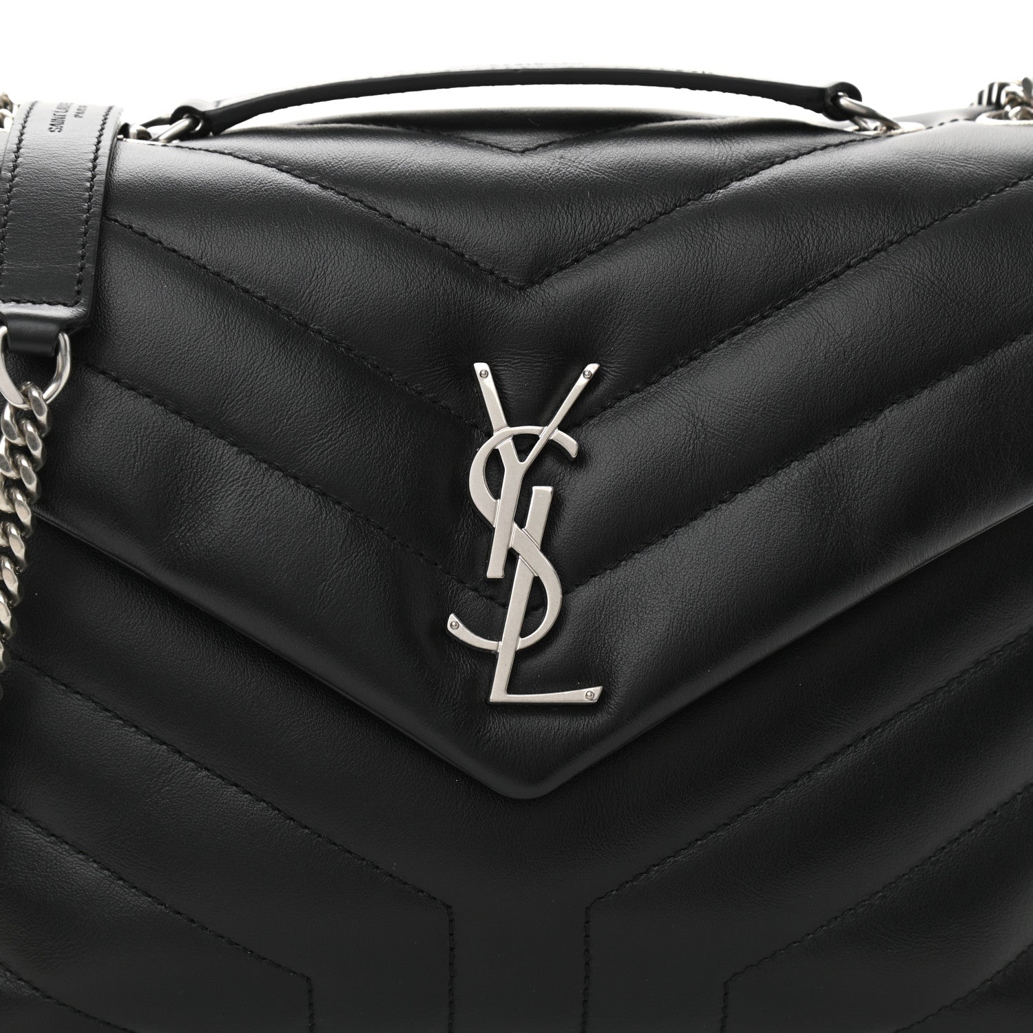 Saint Laurent Calfskin Y Quilted Monogram Small Loulou Chain Satchel Black 6 of 8