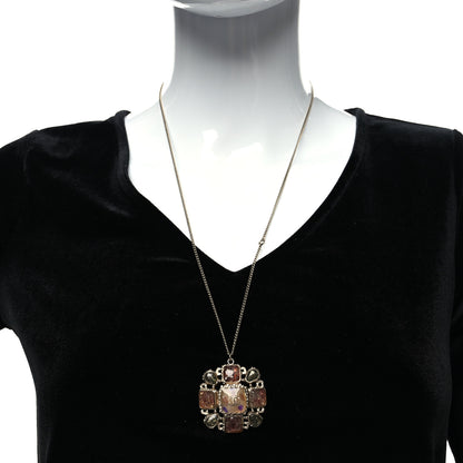 Chanel Gripoix Glitter Crystal CC Pendant Necklace Gold Multicolor 2 of 5