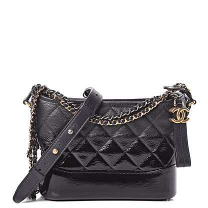 Chanel Patent Goatskin Quilted Small Gabrielle Hobo Black 1 of 10