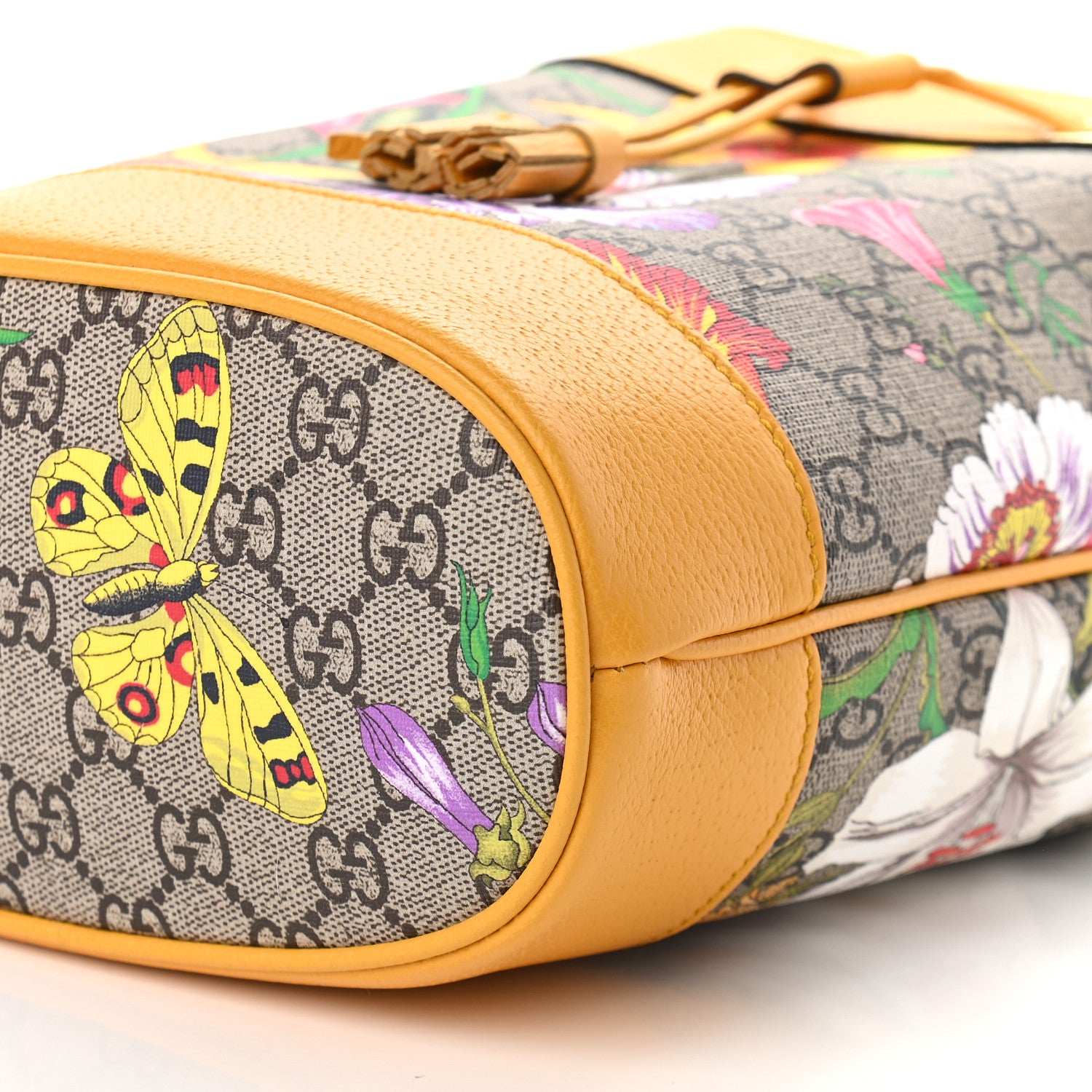 Gucci GG Supreme Monogram Flora Small Ophidia Bucket Bag Beige Multicolor Crop 9 of 9
