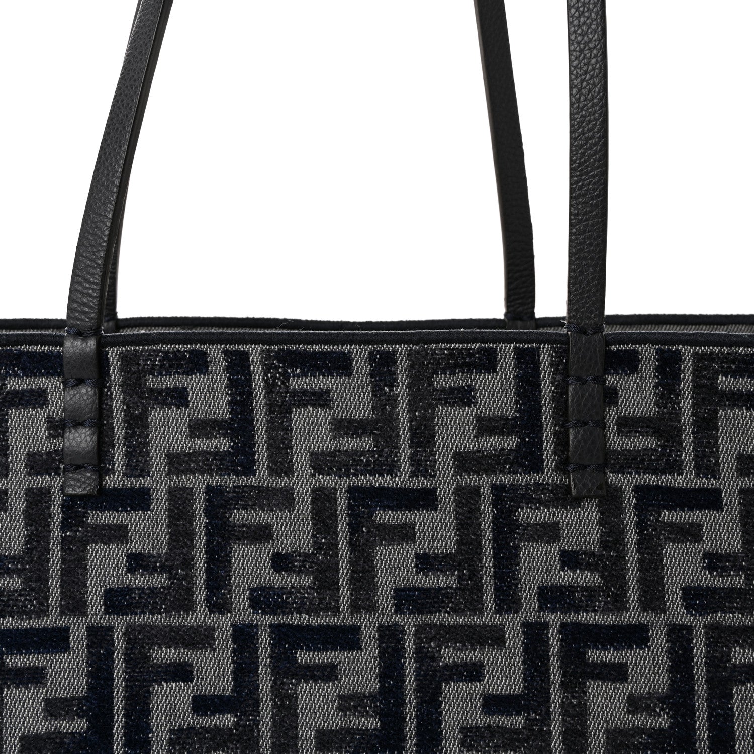 Fendi Chenille Vitello Santa Barbara FF Large Roll Reversible Shopping Tote Grigio Notte Flamingo 7 of 9