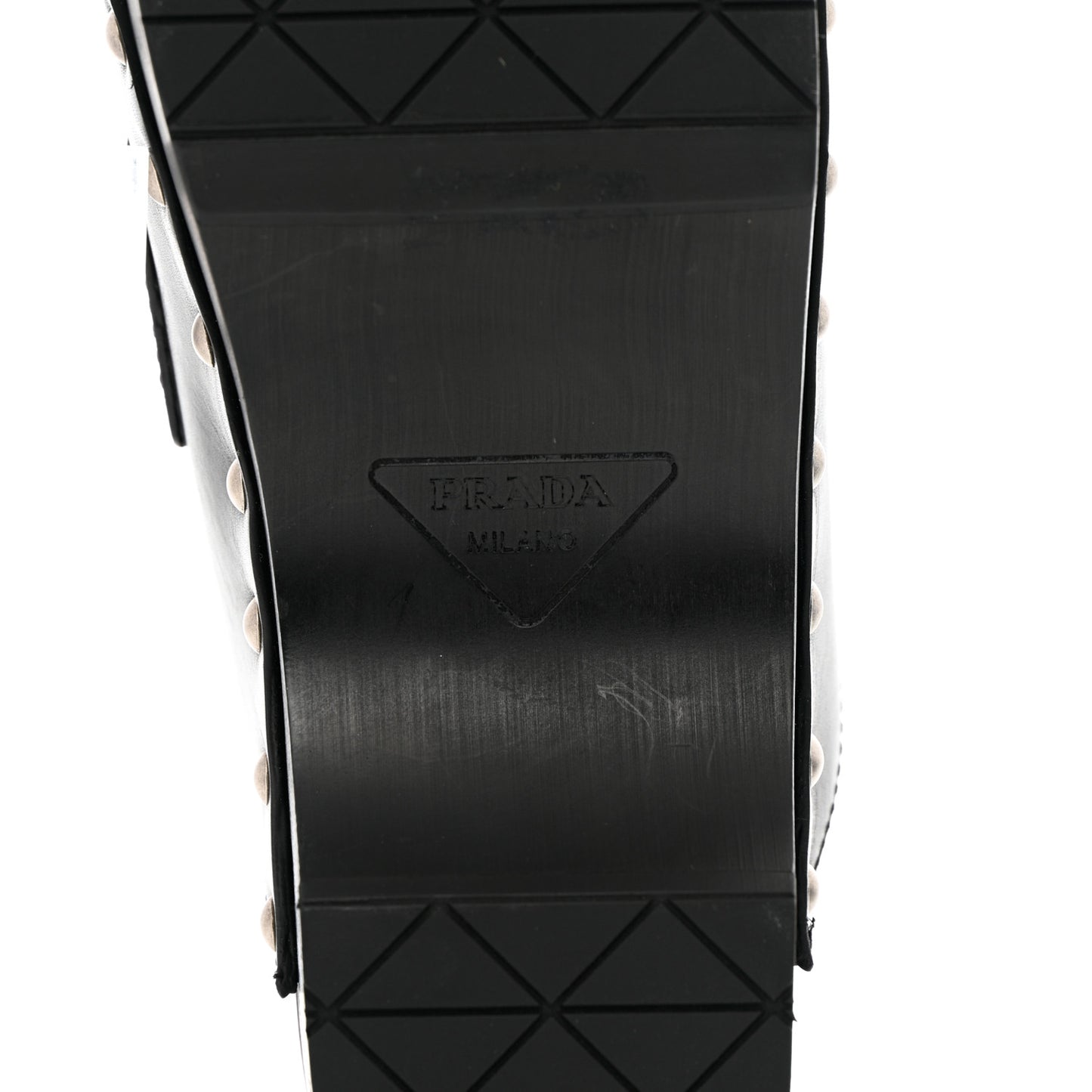 Natural Calfskin Metal Triangle Logo 45mm Clogs 39 Black
