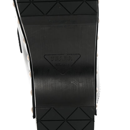 Prada Natural Calfskin Metal Triangle Logo 45mm Clogs 39 Black 8 of 11