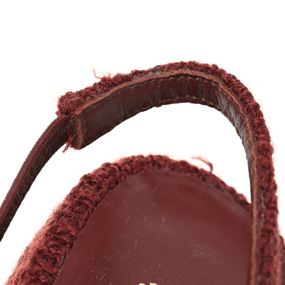 Chanel Wool Tweed Patent Cap Toe Slingback Flats 37 Brown Black 10 of 12