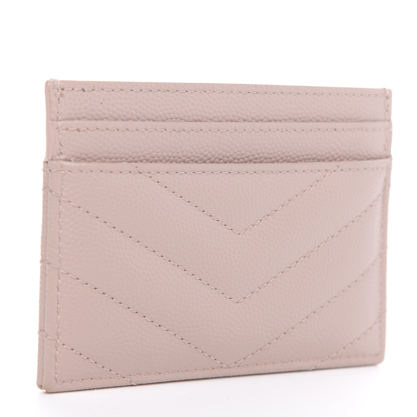 Grain De Poudre Matelasse Chevron Monogram Credit Card Case Pale Blush