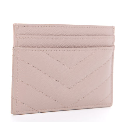 Saint Laurent Grain De Poudre Matelasse Chevron Monogram Credit Card Case Pale Blush 3 of 8
