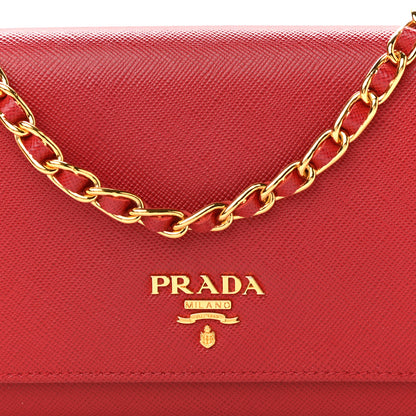Prada Saffiano Wallet on Chain Fuoco 7 of 10