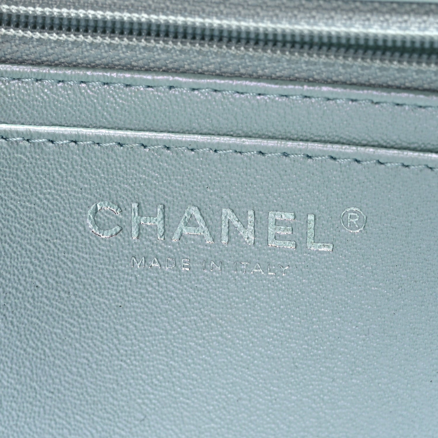 Chanel Iridescent Calfskin Quilted Mini Rectangular Flap Light Blue 7 of 9
