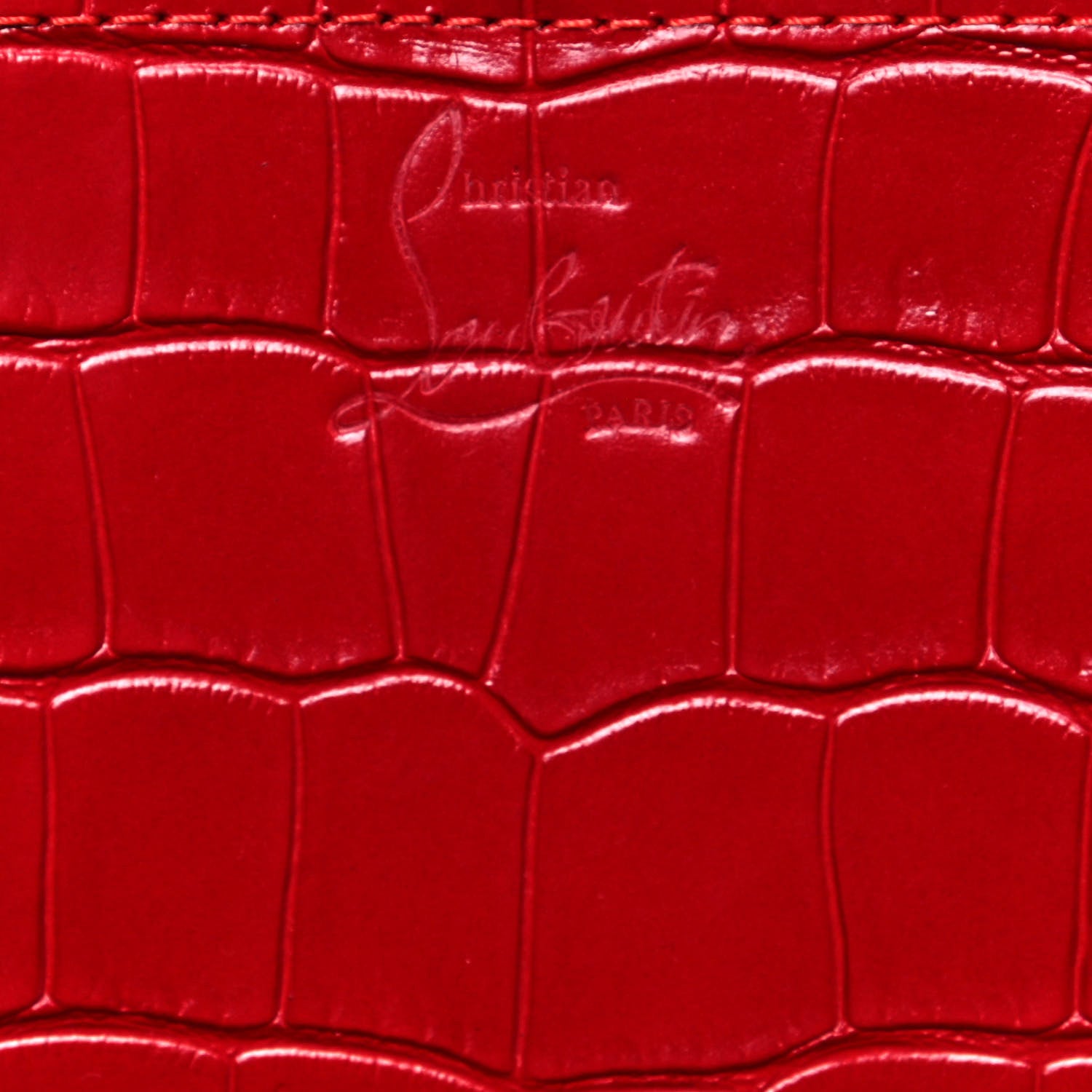 Christian Louboutin Crocodile Embossed Calfskin Spiked Small Cabarock Shopper Tote Red 11 of 12