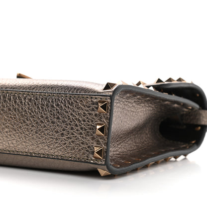 Valentino Garavani Metallic Pebbled Calfskin Medium Rockstud Flip Lock Crossbody Bag Sasso 8 of 10