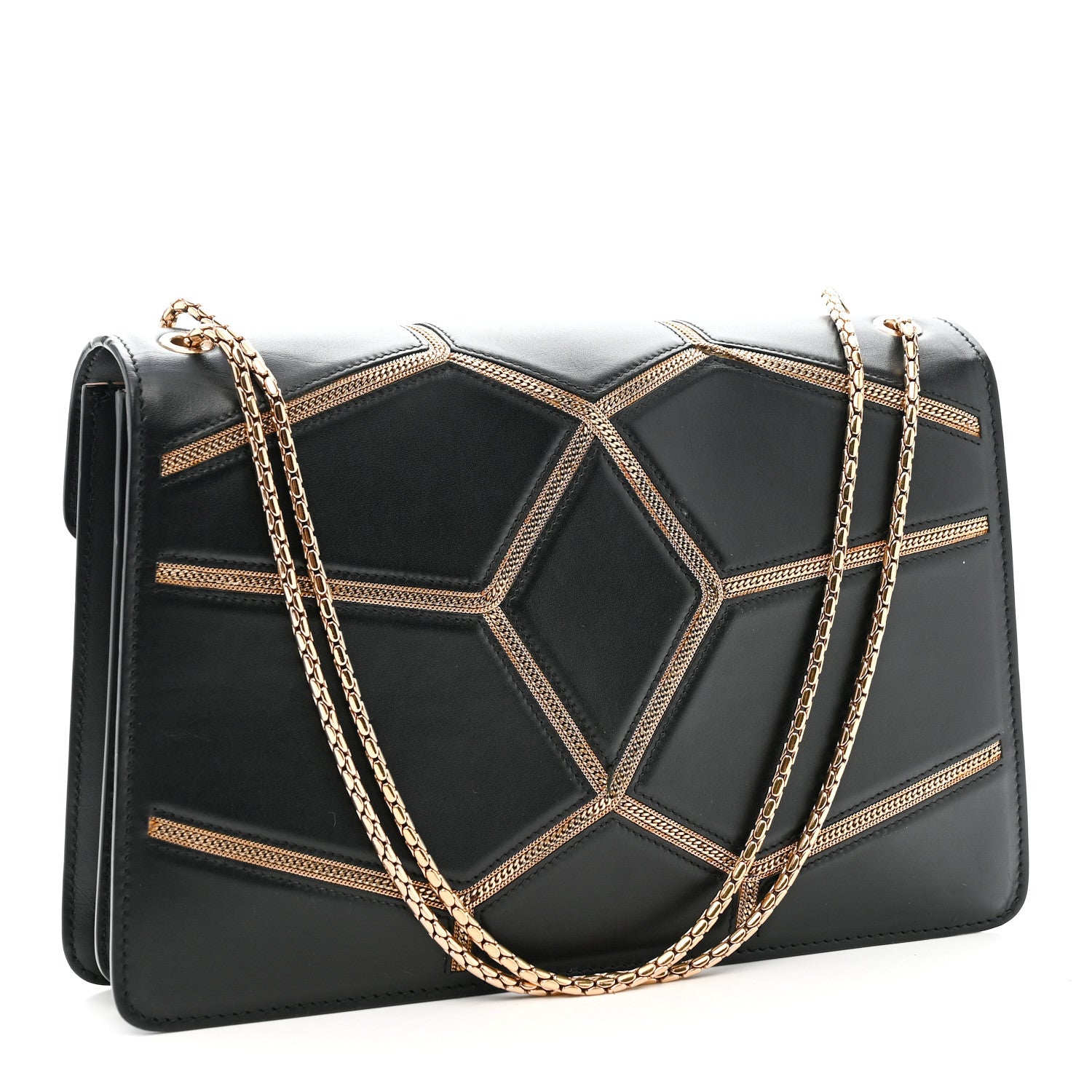 Bulgari Calfskin Glam Rebel Serpenti Forever Shoulder Bag Black 4 of 12