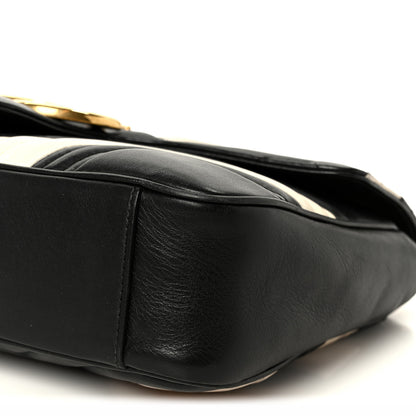 Gucci Calfskin Matelasse Medium GG Marmont Shoulder Bag Black White 11 of 11