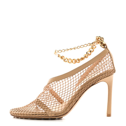 Bottega Veneta Mesh Calfskin Chain Stretch Pumps 37 Beige 1 of 8