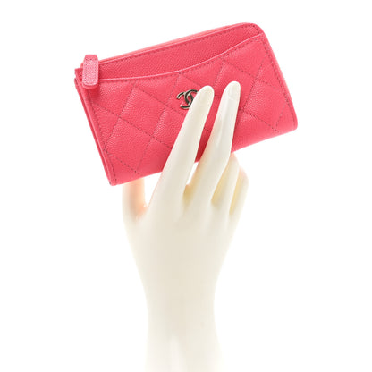 Chanel Caviar Quilted CC Zip Around Card Holder Pink 2 of 9