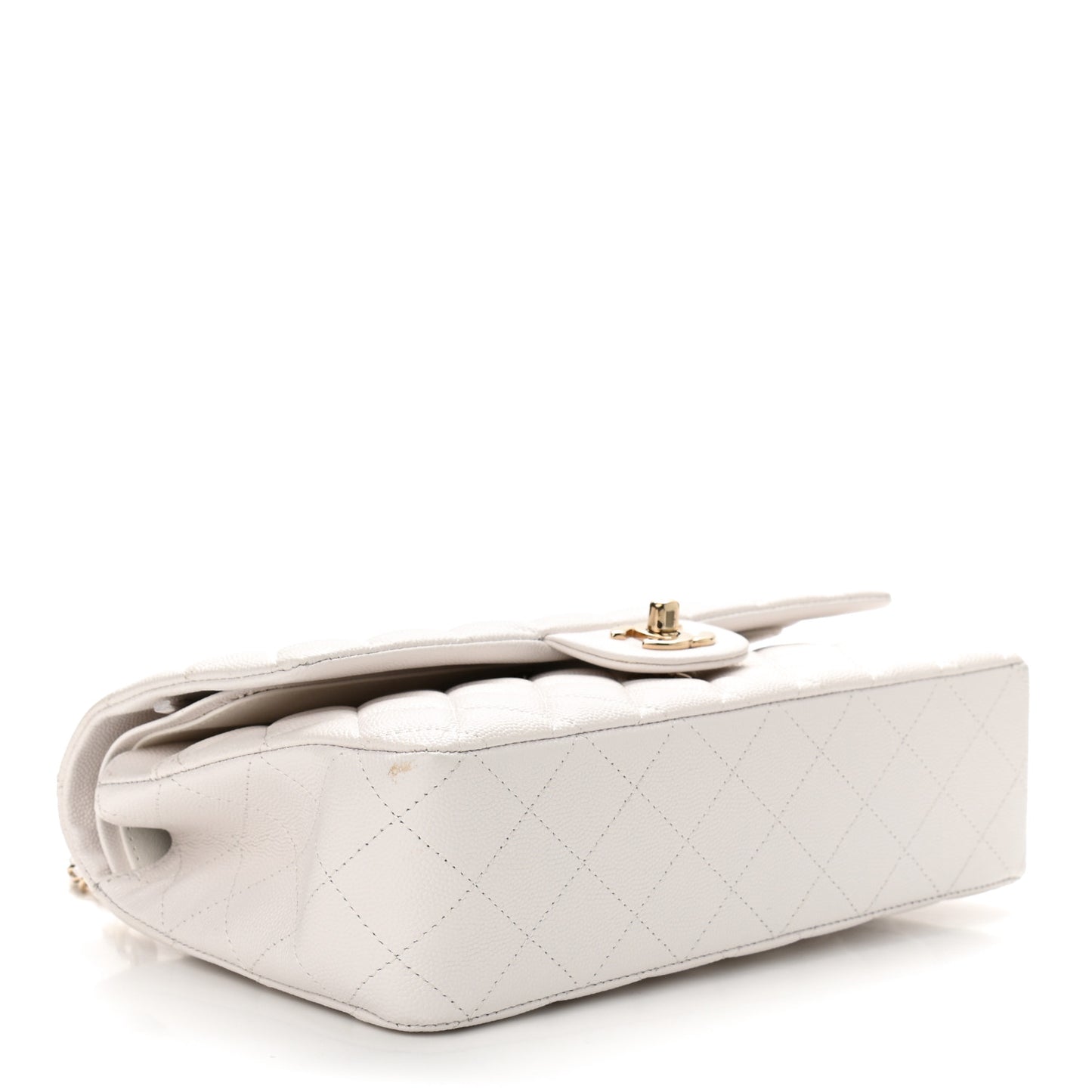 Caviar Quilted Medium Double Flap White