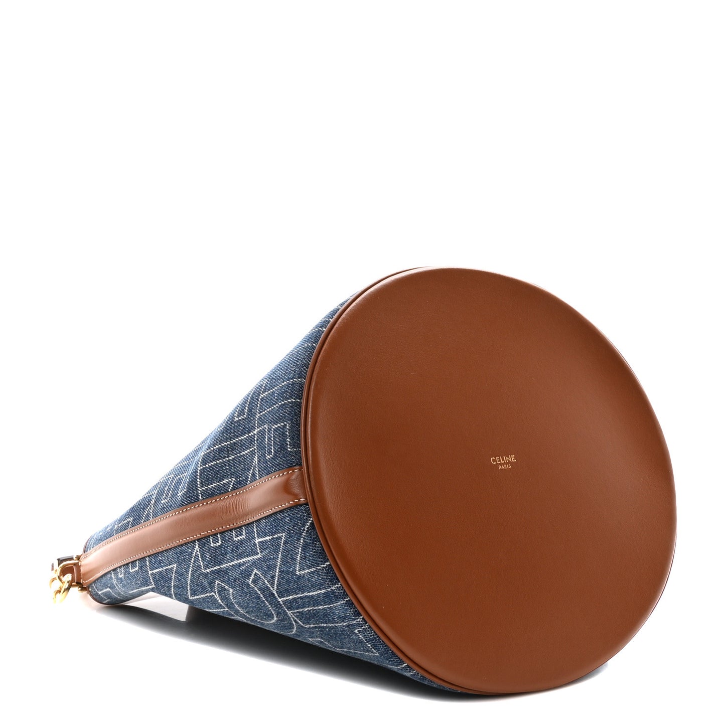 Denim Calfskin Logo Bucket 16 Bag Blue