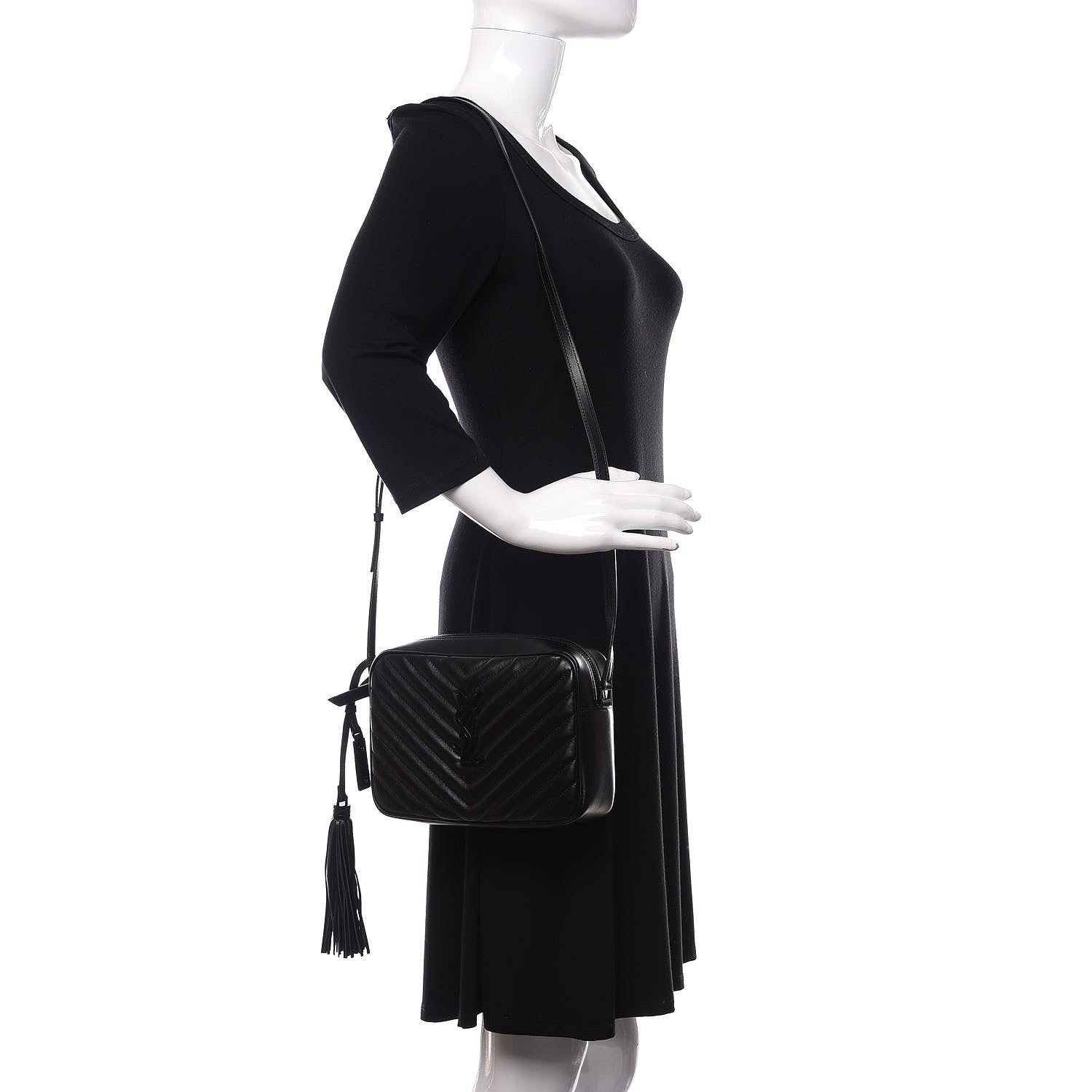 Saint Laurent Calfskin Matelasse Monogram Lou Camera Bag Black 2 of 9
