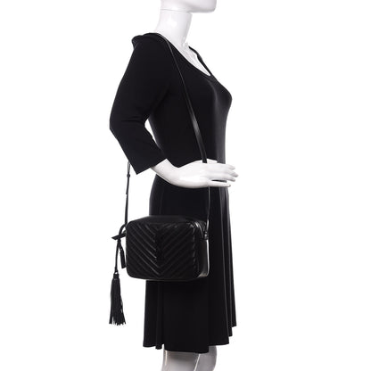 Saint Laurent Calfskin Matelasse Monogram Lou Camera Bag Black 2 of 9
