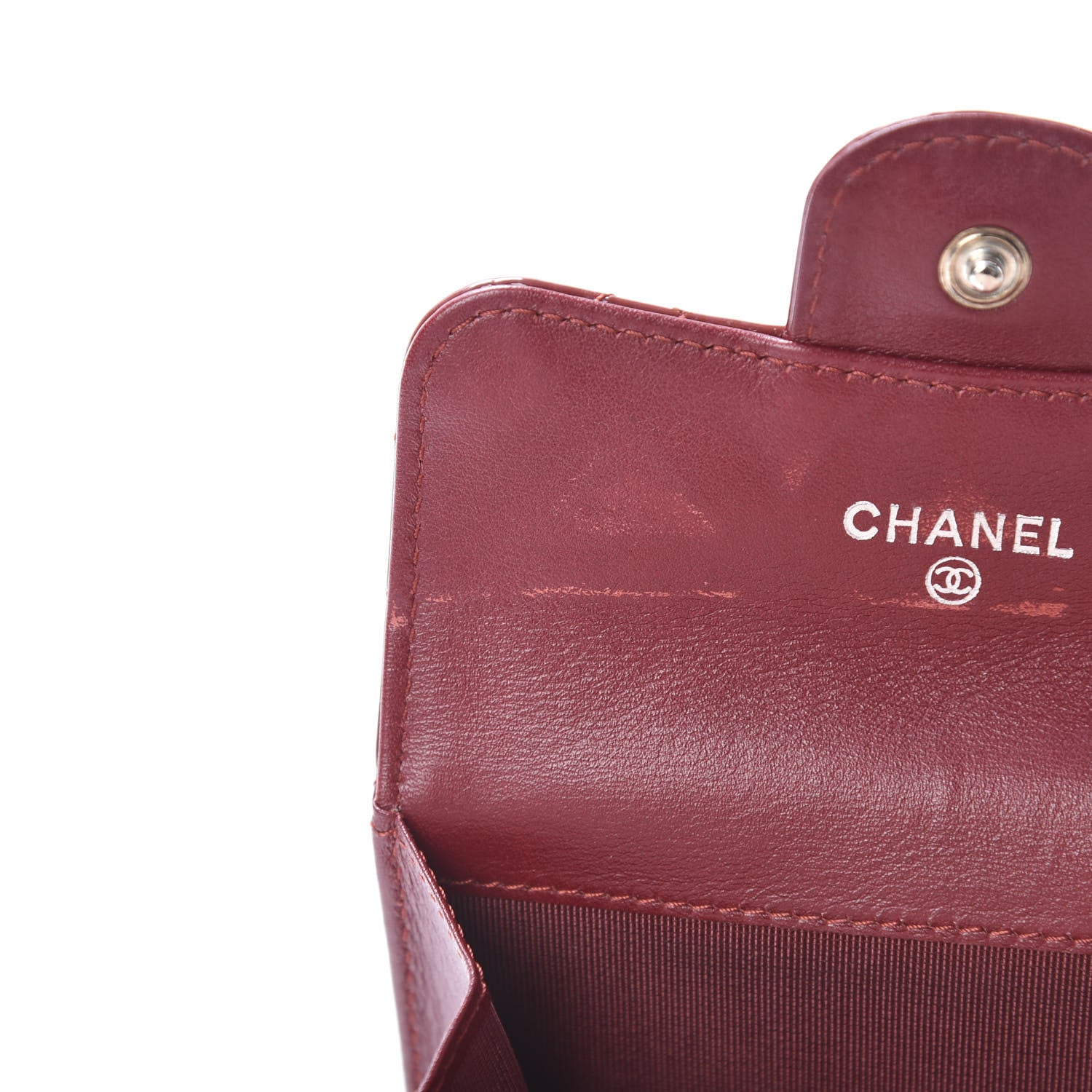 Chanel Patent Quilted Flap Card Holder Wallet Burgundy 9 of 13