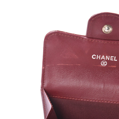 Chanel Patent Quilted Flap Card Holder Wallet Burgundy 9 of 13