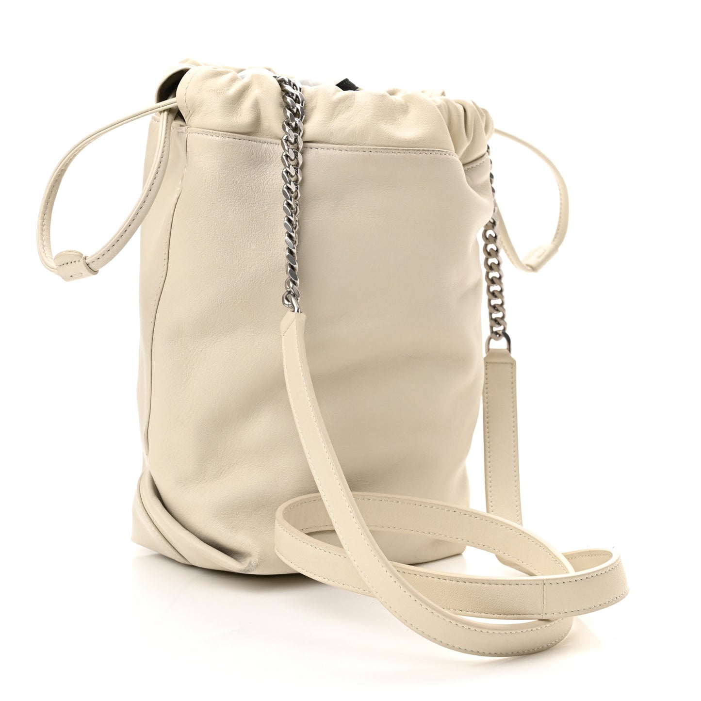 Lambskin Small Teddy Bucket Bag White