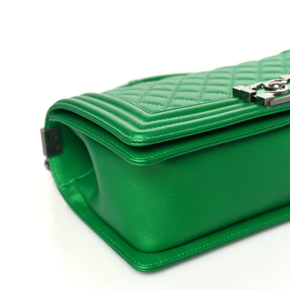 Chanel Metallic Calfskin Quilted Medium Boy Flap Green 9 of 10
