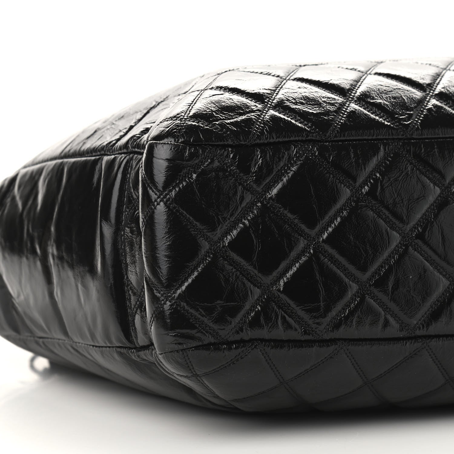 Chanel Shiny Aged Calfskin Quilted Large Shopping Bag Black 8 of 10