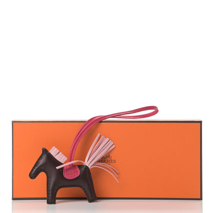 Hermes Milo Lambskin Matte Alligator Touch Grigri Rodeo Horse Bag Charm PM Rouge Sellier Framboise Rose Sakura 5 of 5