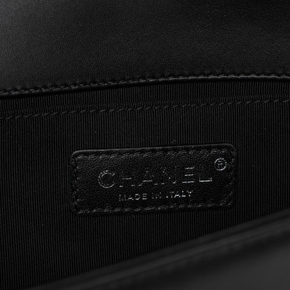 Chanel Calfskin Painted Chevron Embossed Medium Boy Flap Black 6 of 8