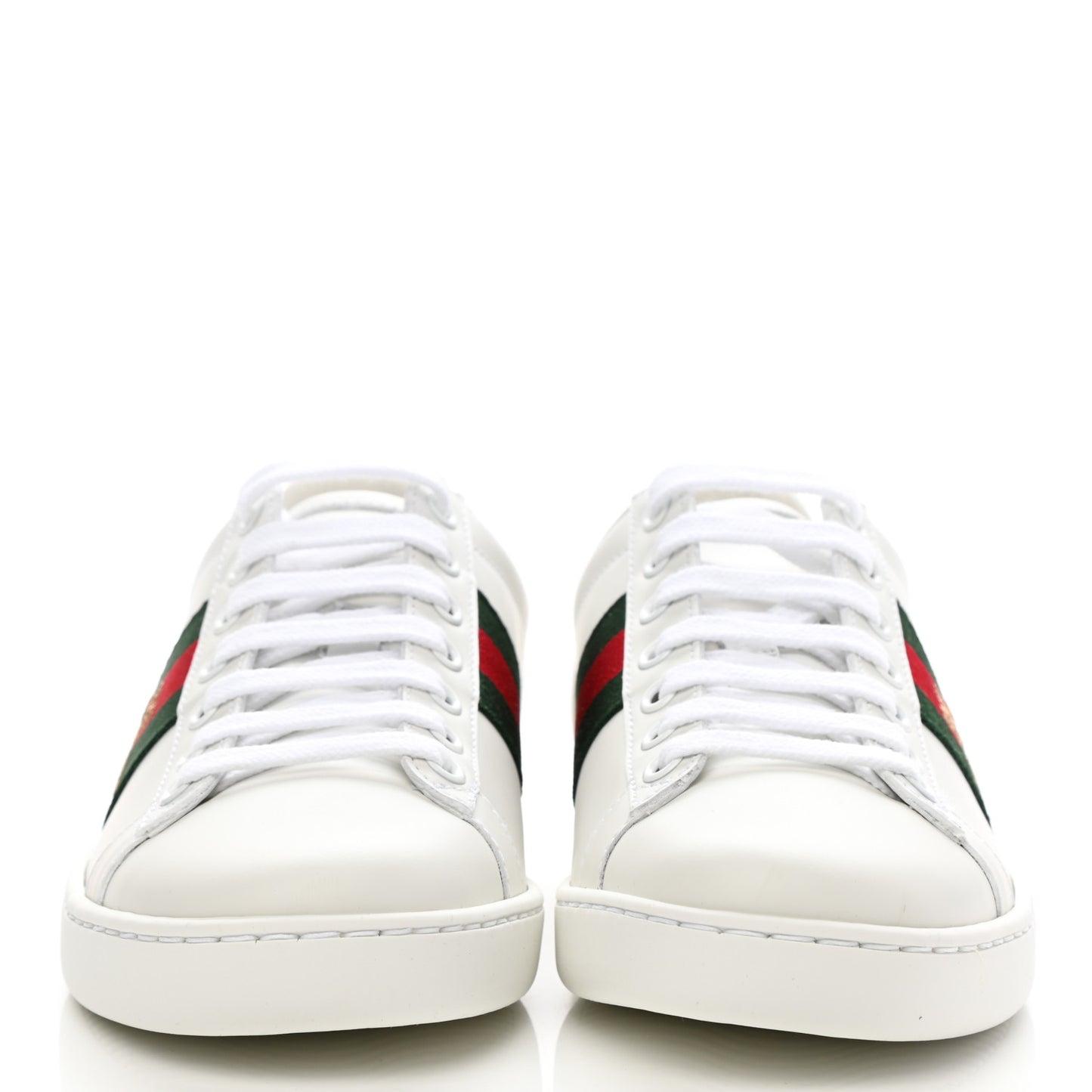 Calfskin Ayers Bee Embroidered Womens Ace Sneakers 35 White Green