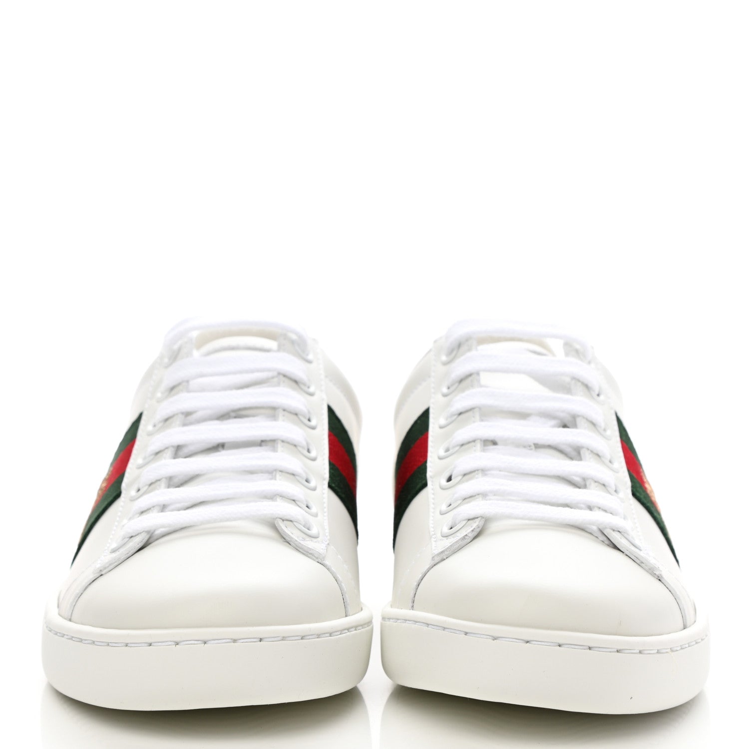 Gucci Calfskin Ayers Bee Embroidered Womens Ace Sneakers 35 White Green 2 of 8