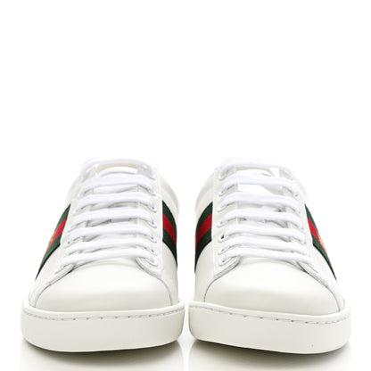Gucci Calfskin Ayers Bee Embroidered Womens Ace Sneakers 35 White Green 2 of 8
