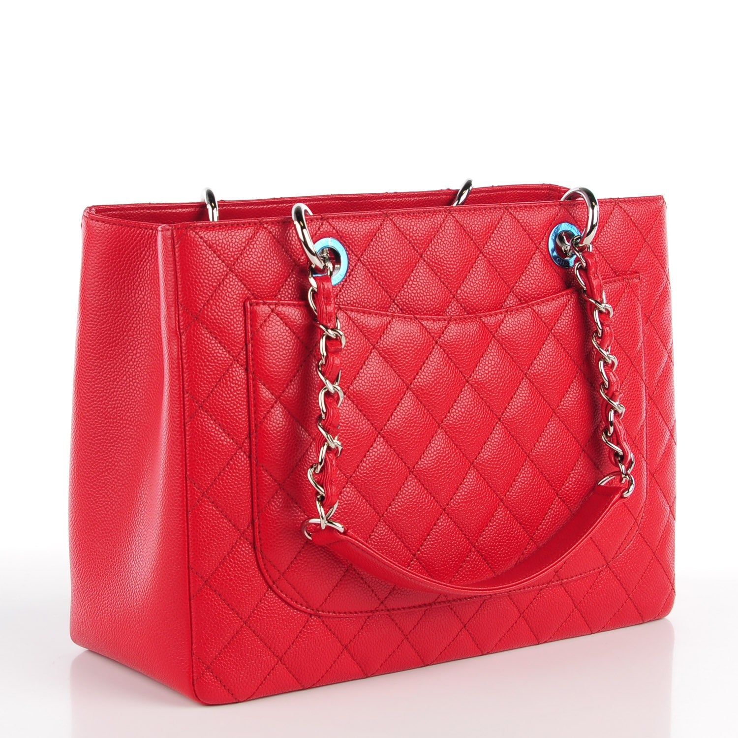 Chanel Caviar Quilted Grand Shopping Tote GST Red 3 of 7