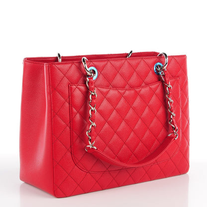 Chanel Caviar Quilted Grand Shopping Tote GST Red 3 of 7
