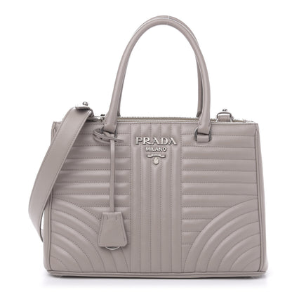 Prada Soft Calfskin Impunture Diagramme Double Zip Tote Pomice 1 of 10