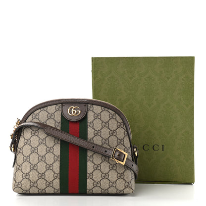 Gucci GG Supreme Monogram Textured Dollar Calfskin Web Small Ophidia Dome Shoulder Bag Beige Ebony New Acero 12 of 12