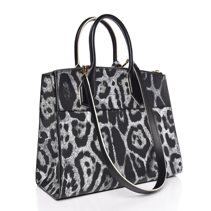 Louis Vuitton Canvas Calfskin Wild Animal Print City Steamer MM Black 4 of 9