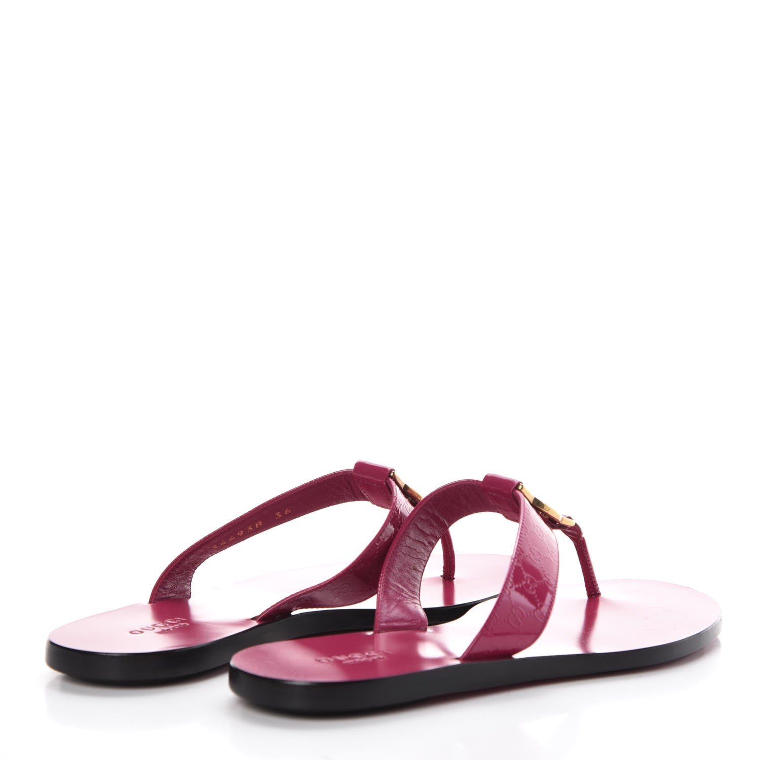 Gucci Patent Microguccissima Interlocking G Thong Sandals 36 Bright Bougainvillea 4 of 11
