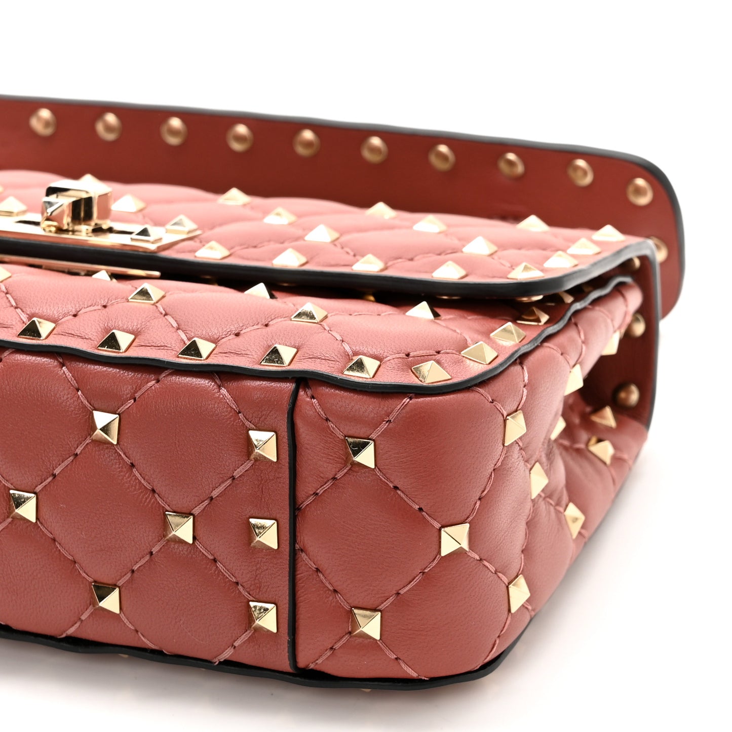 Nappa Small Rockstud Spike Shoulder Bag Gingerbread