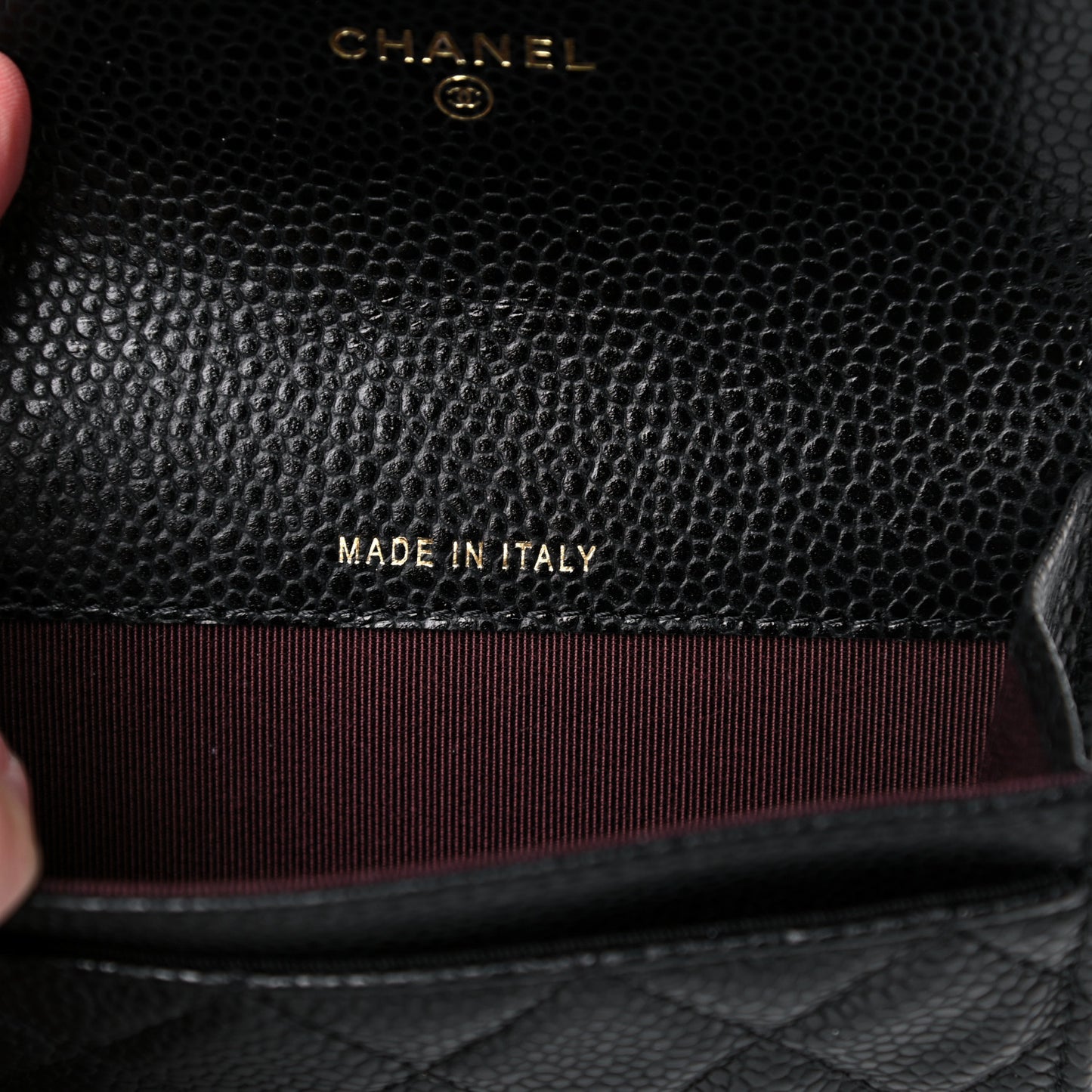 Caviar Quilted Flap Card Holder Wallet Black