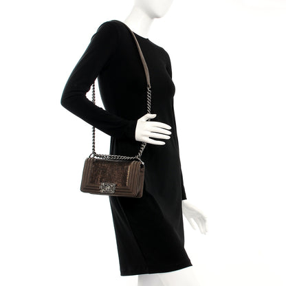 Chanel Metallic Lizard Small Boy Flap Bronze 2 of 10