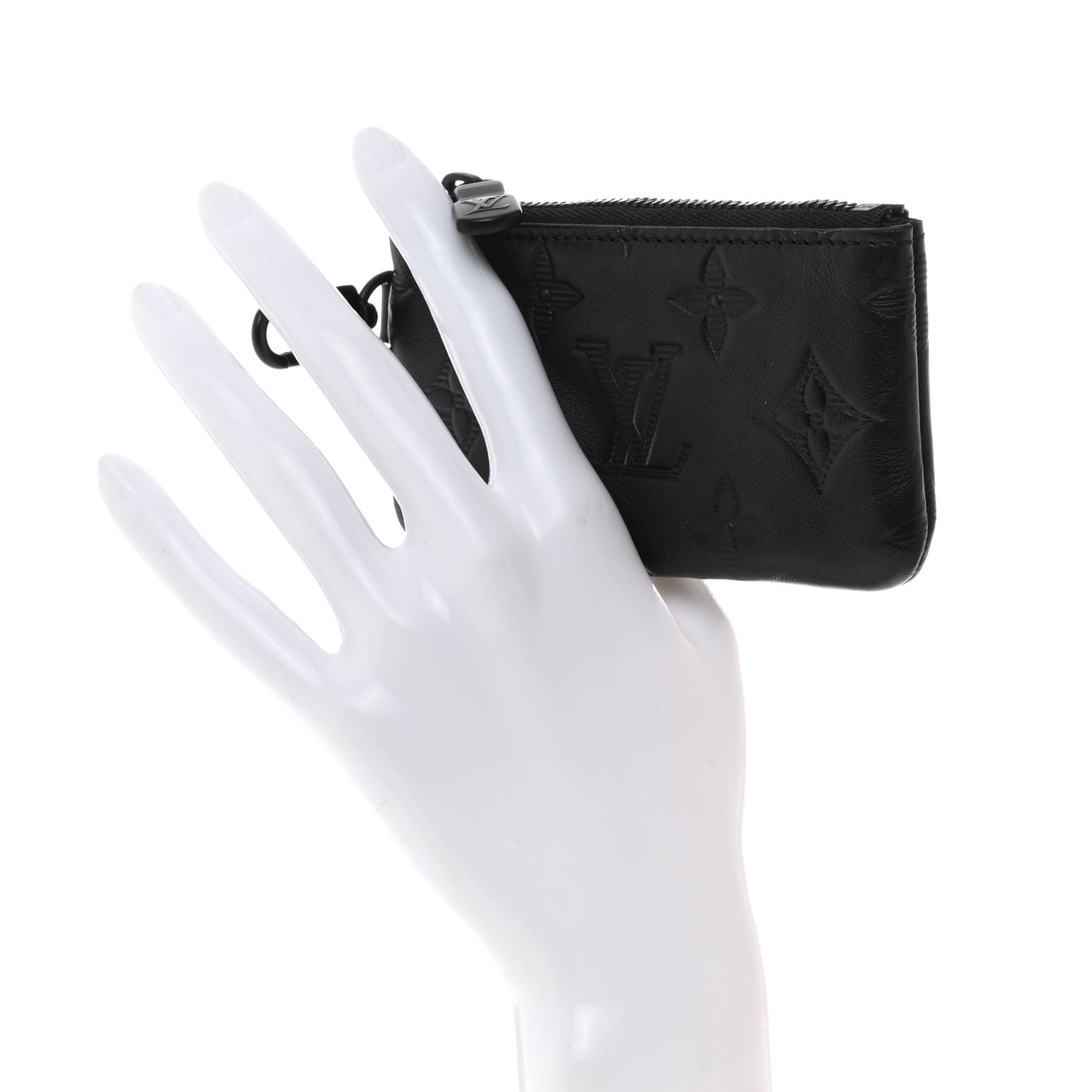 Calfskin Monogram Shadow Key Pouch Black