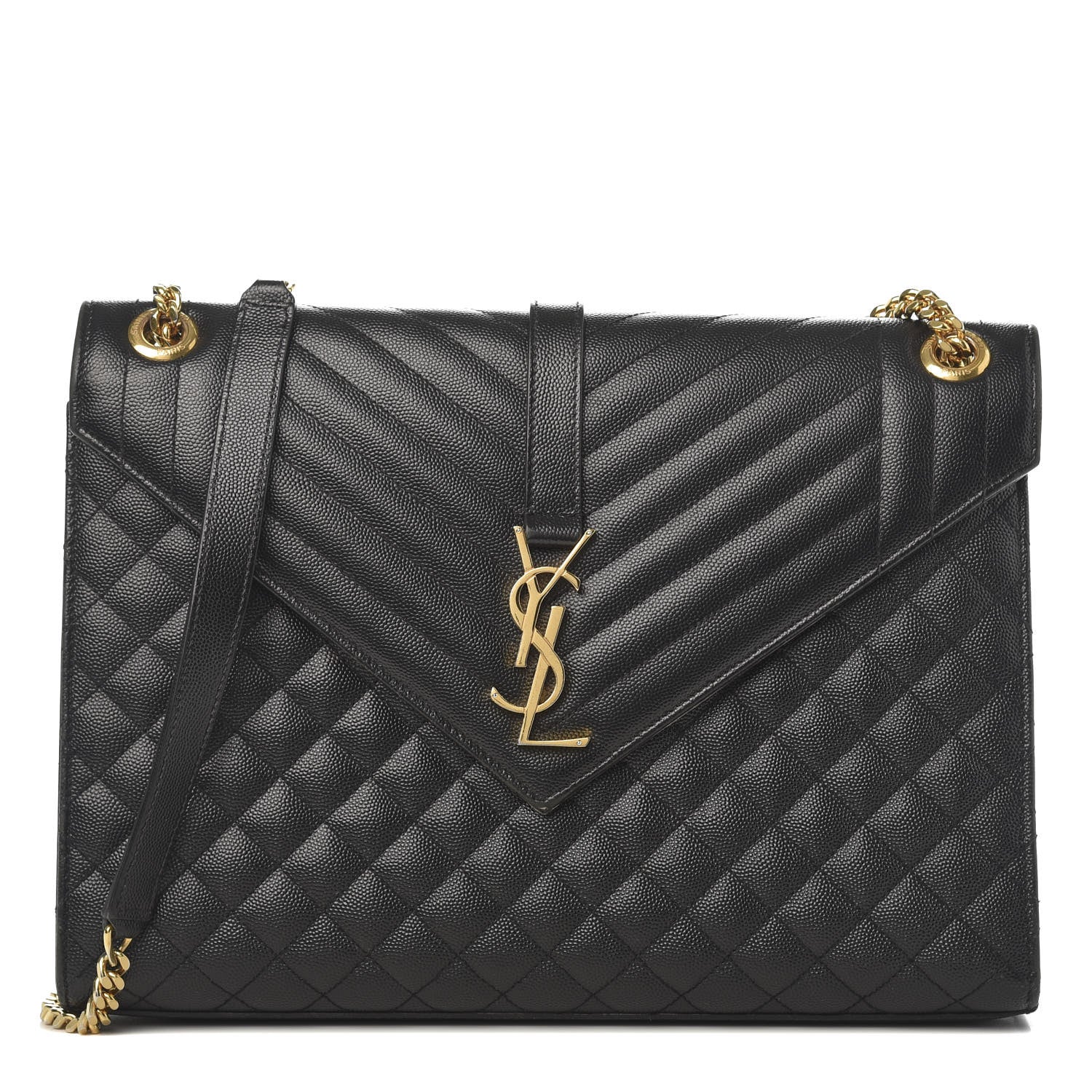 Saint Laurent Grain De Poudre Large Tri-Quilt Monogram Satchel Black 1 of 20
