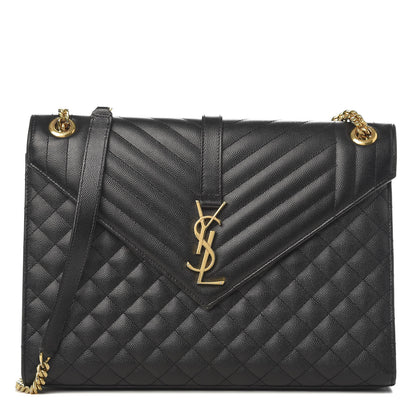 Saint Laurent Grain De Poudre Large Tri-Quilt Monogram Satchel Black 1 of 20