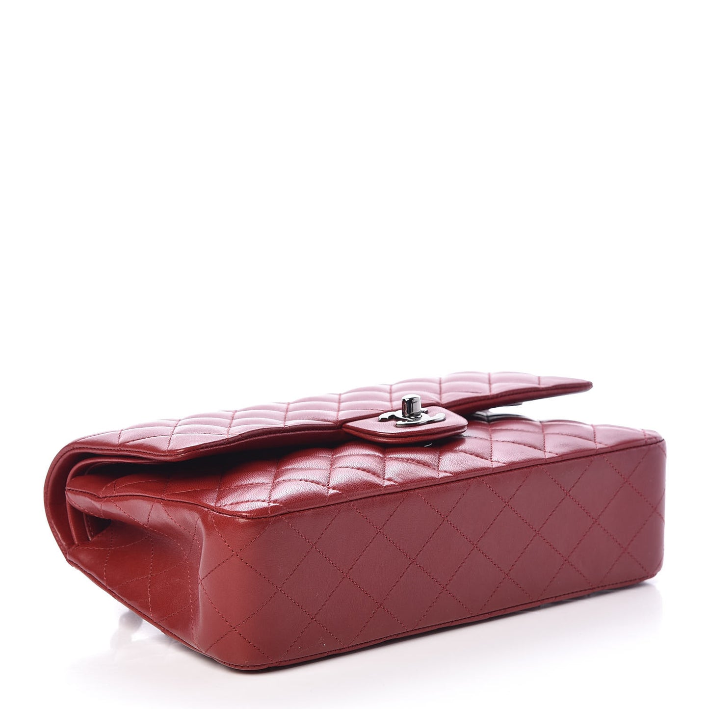 Lambskin Quilted Medium Double Flap Red